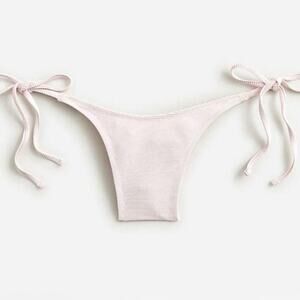 J. Crew Ribbed Curved-waist Cheeky String Bikini Bottom Pink Women's Large BE805